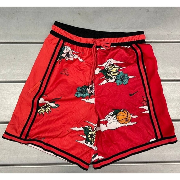 Nike Dri-Fit DNA Floral Shorts Mens Medium Red Athletic Drawstring Basketball - Picture 1 of 7